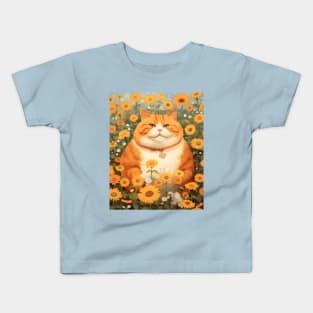 Feline Garden Delight: Cats Amongst a Bouquet of Blooms - Sully Kids T-Shirt